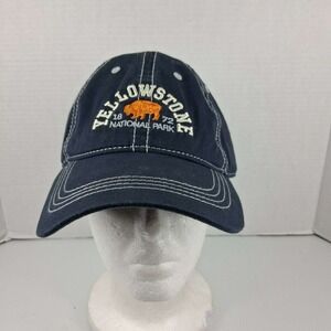 Prairie Mountain Yellowstone National‎ Park Navy Blue Embroidered Bison Hat Cap